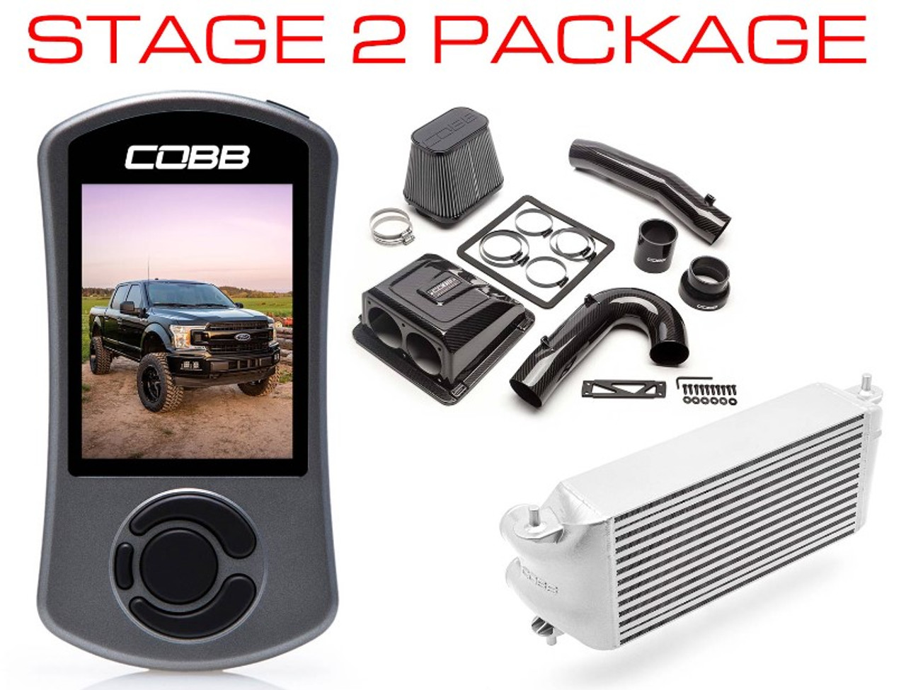 Cobb 2020 Ford F-150 Ecoboost 3.5L Stage 2 Redline CF Power Package - Silver (Factory Loc. I/C)