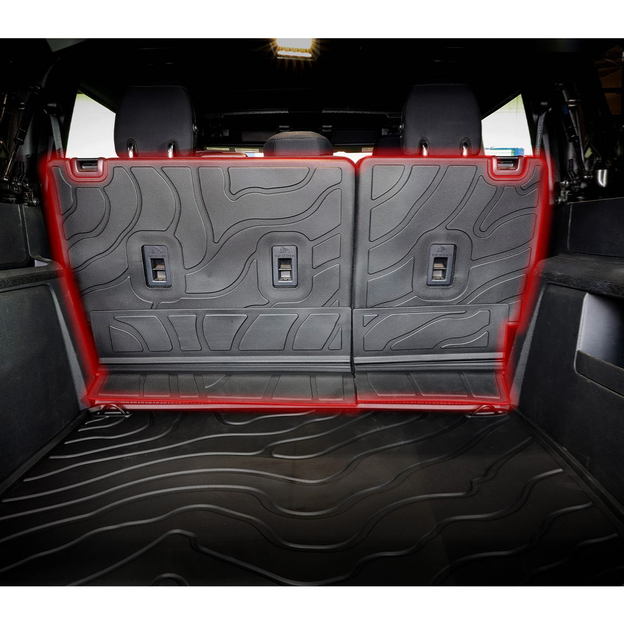 IAG I-Line TPE Terrain Pattern Molded Rear Seat Protector Mat for 2021+ Ford Bronco Four Door - Outlined