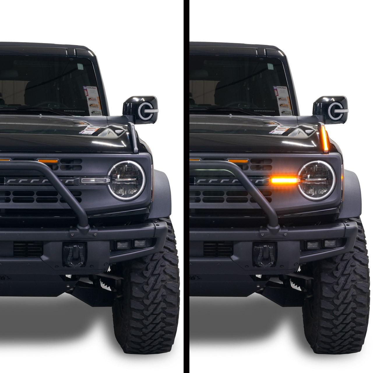 IAG l-Line Trail Marker w/ LED Lights in Matte Black for 2021+ Ford Bronco - - Comparison 2