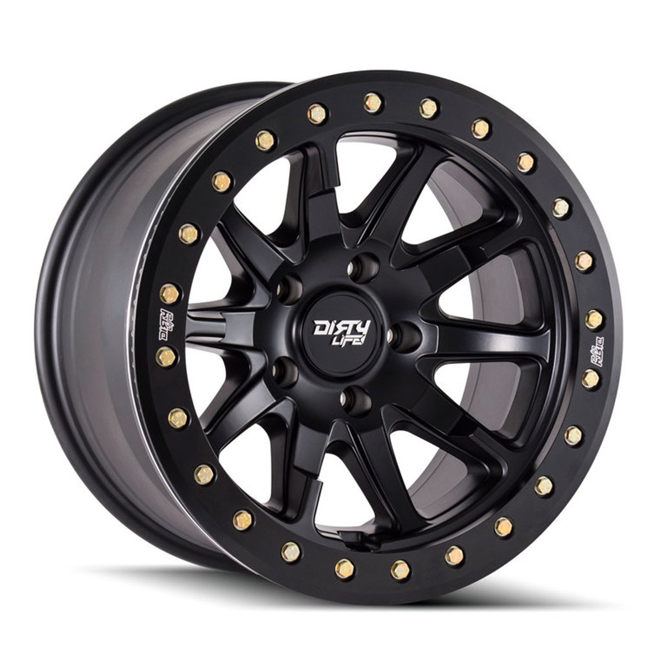 Dirty Life 9304 DT-2 17x9 / 5x127 BP / -38mm Offset / 78.1mm Hub Matte Black Wheel - Beadlock - 9304-7973MB38