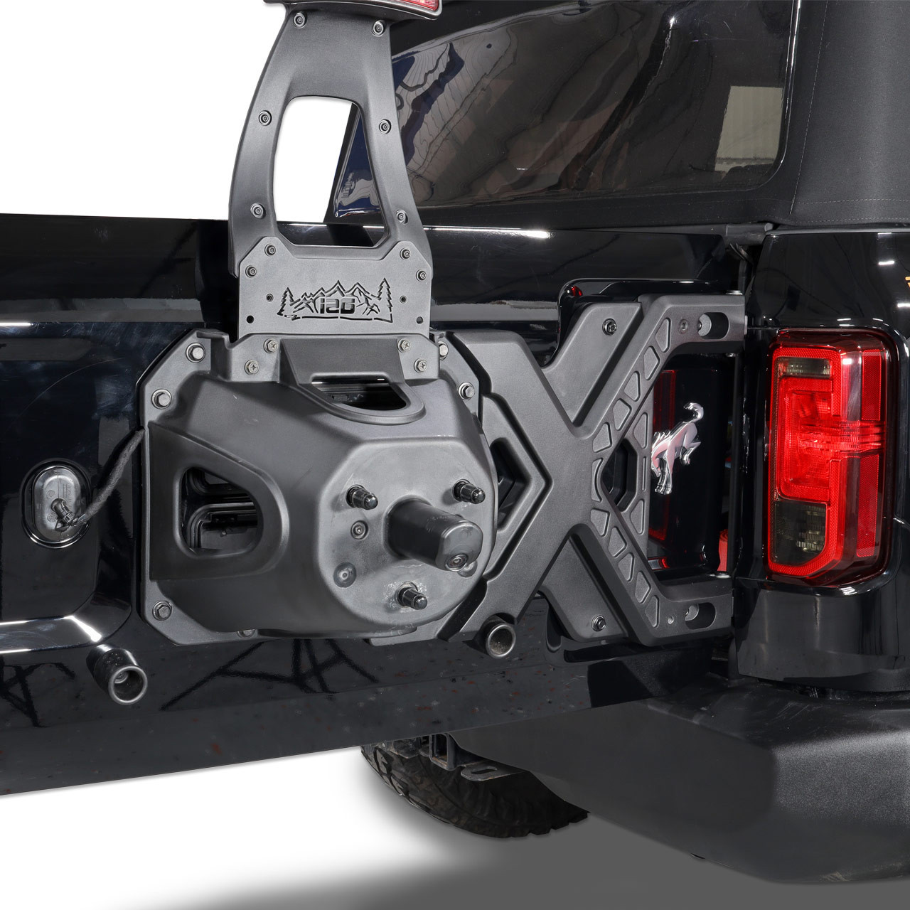 IAG X-Brace Tailgate Hinge Reinforcement for 21+ Bronco Non-Sasquatch- Installed Open