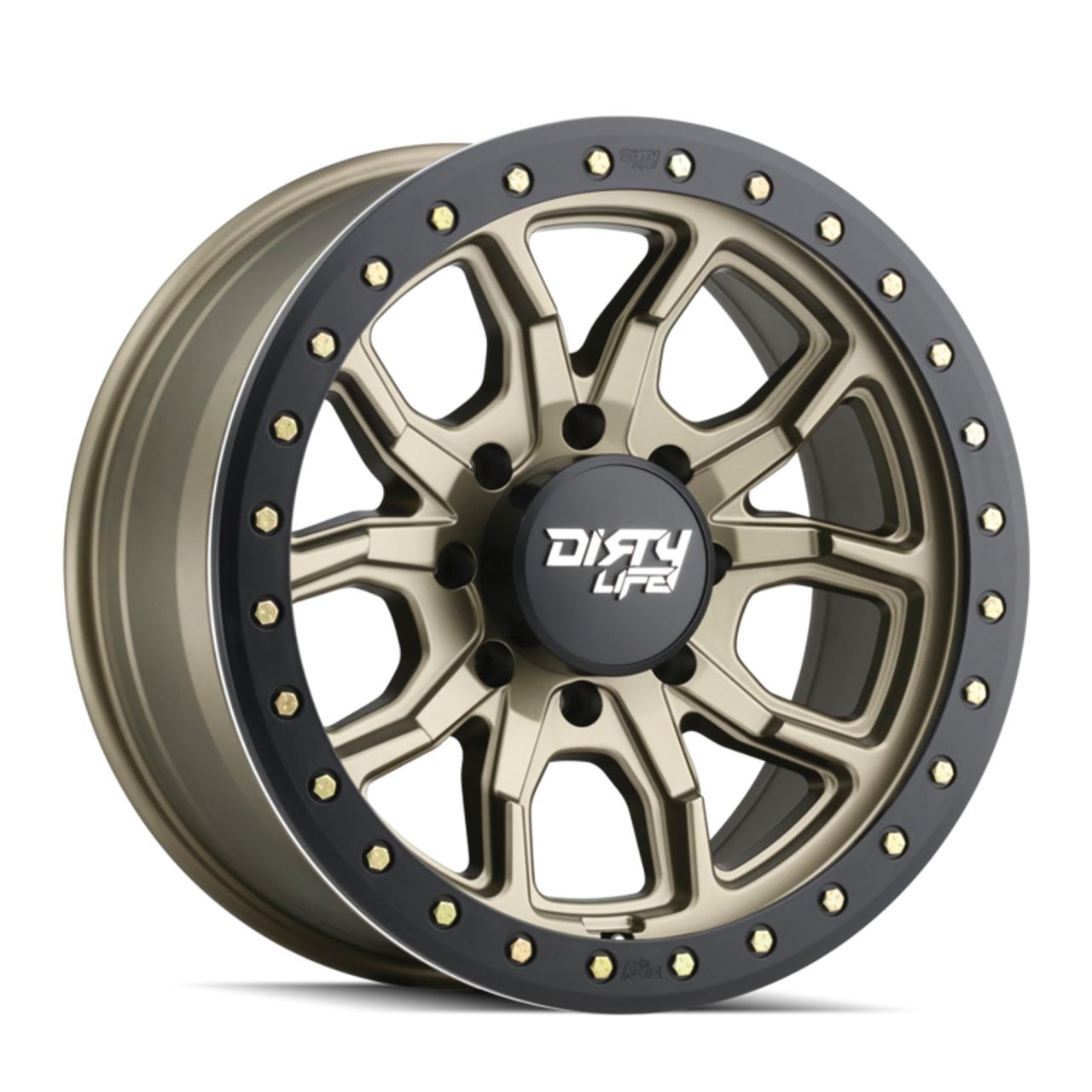 Dirty Life 9303 DT-1 17x9 / 8x170 BP / -12mm Offset / 130.8mm Hub Satin Gold Wheel - Beadlock - 9303-7970MGD