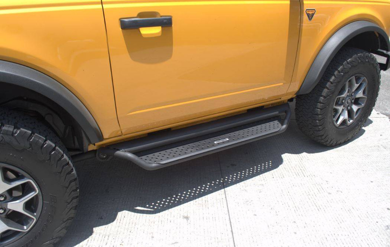 Go Rhino 2021+ Ford Bronco Dominator Extreme D1 Side Steps w/Brackets - Textured Black - D14131t - Installed