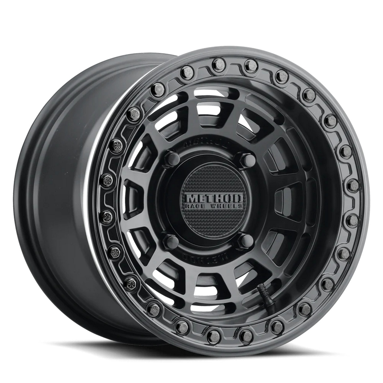 Method MR415 Beadlock 15x7 / 5+2/38mm Offset / 4x156 / 132 CB Matte Black Wheel - Gloss Black Ring - MR415570461052B