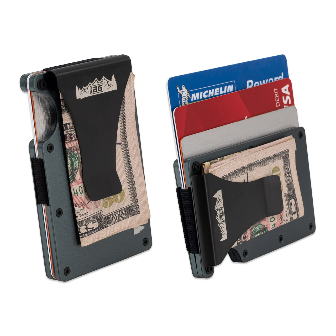 IAG Aluminum Wallet w/Money Clip, Cash Band, and Screwdriver Kit (Off-Road Logo) - Holding Cards