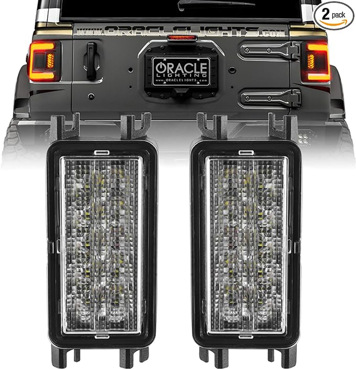 Oracle 2018+ Jeep Wrangler JL Dual Function Reverse LED Modules Flush Tail Light - Amber/White - 5915-JL-023