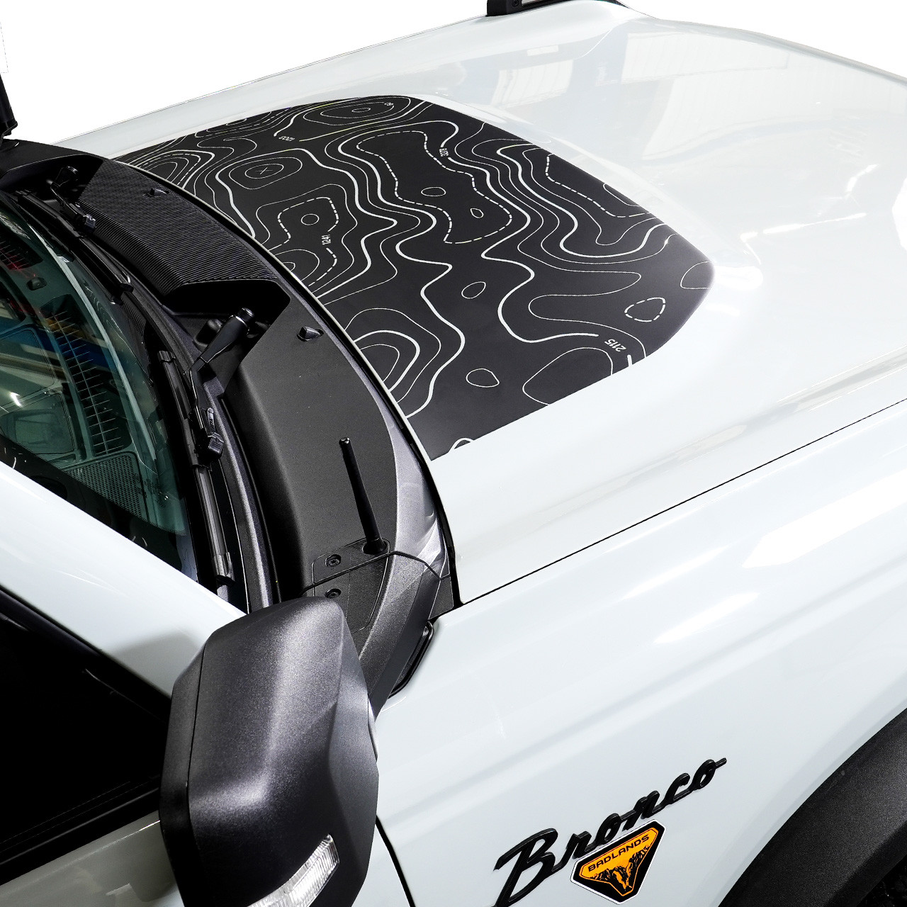 IAG Off-Road Front Hood Graphic - Topography Design 21+ Ford Bronco - Installed