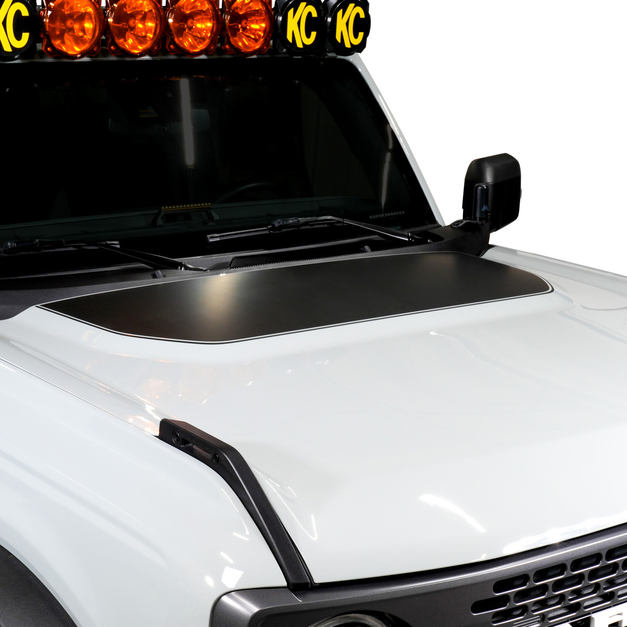 IAG Off-Road Front Hood Graphic - Solid w/ Pin Stripe Design Fits 2021 + Ford Bronco - Installed 2