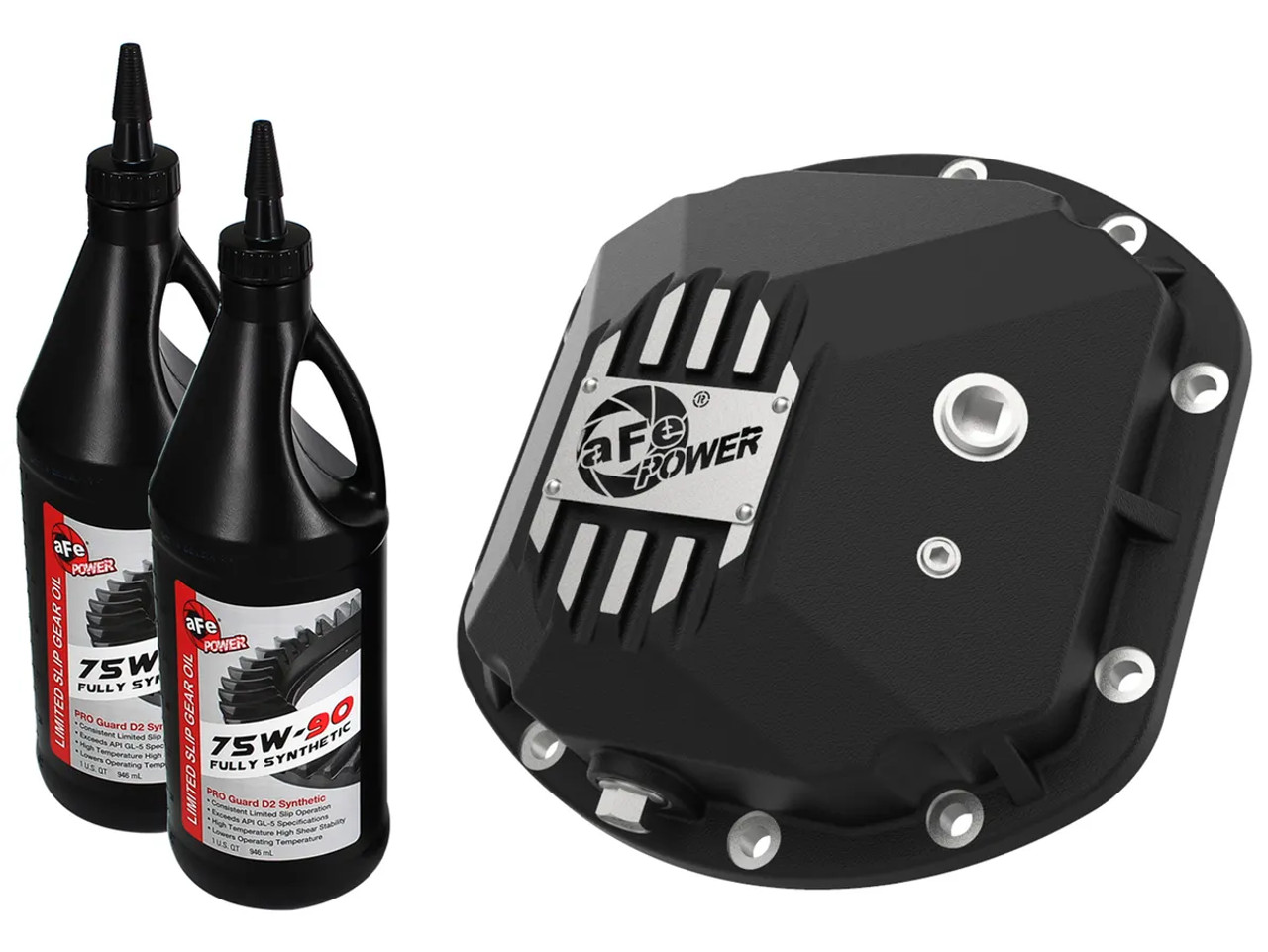 aFe POWER Street Series Front Differential Cover w/ Machined Fins & Gear Oil For 1997-18 Jeep Wrangler - Black