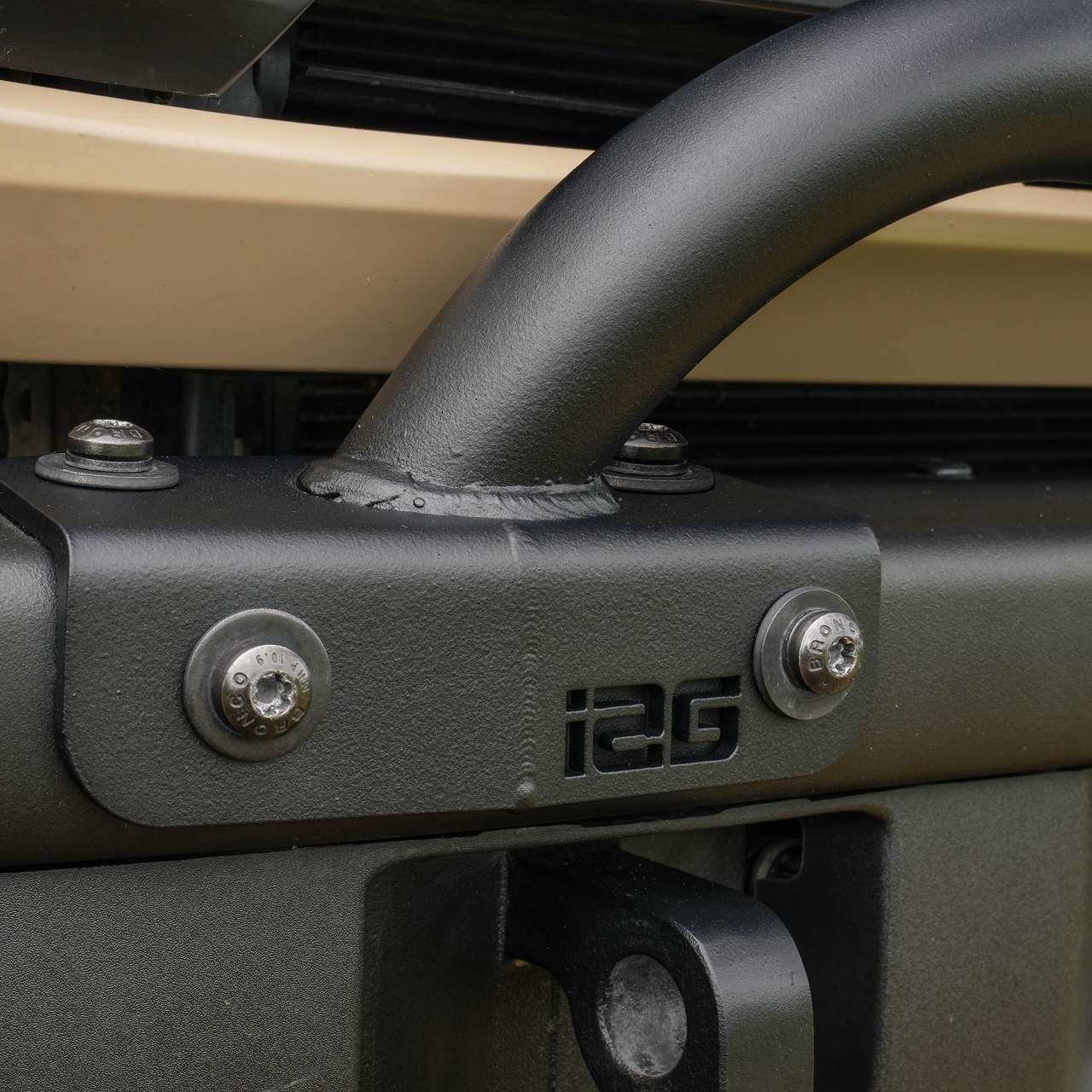 IAG Mini Bull Bar for 2021+ Ford Bronco with Modular Bumper Only - Mounted Close-up 2