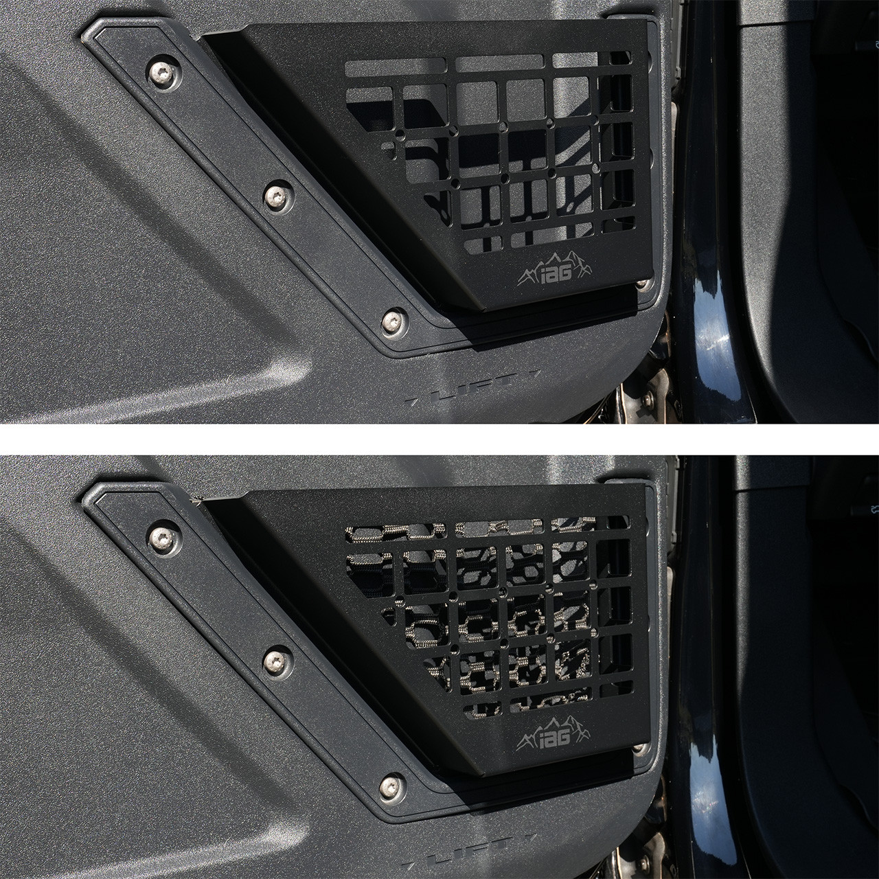 IAG Front Black Steel MOLLE Door Bin For 2021+ Ford Bronco