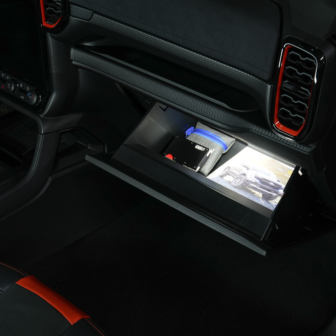 IAG Off-Road Glove Box Light For 2024+ Ford Ranger/Ranger Raptor - Installed 2