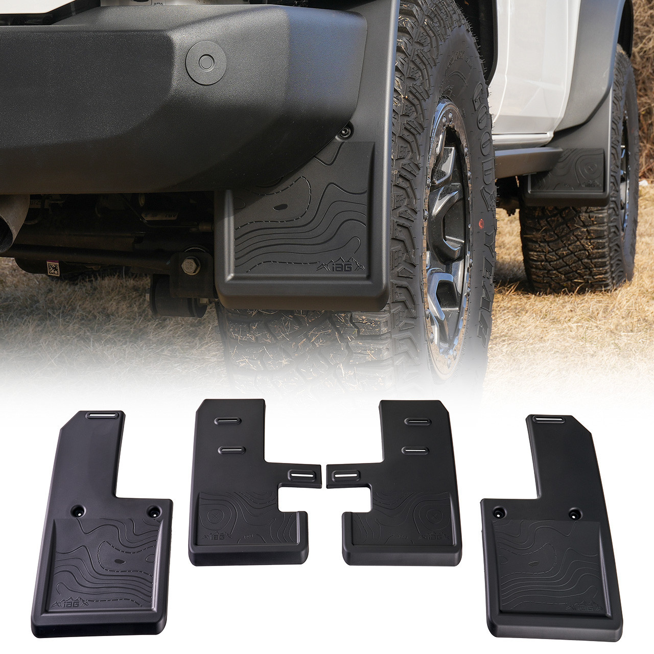 IAG Trail Shield Mud Flaps Front & Rear Set For 2021+ Ford Bronco - Layout Image