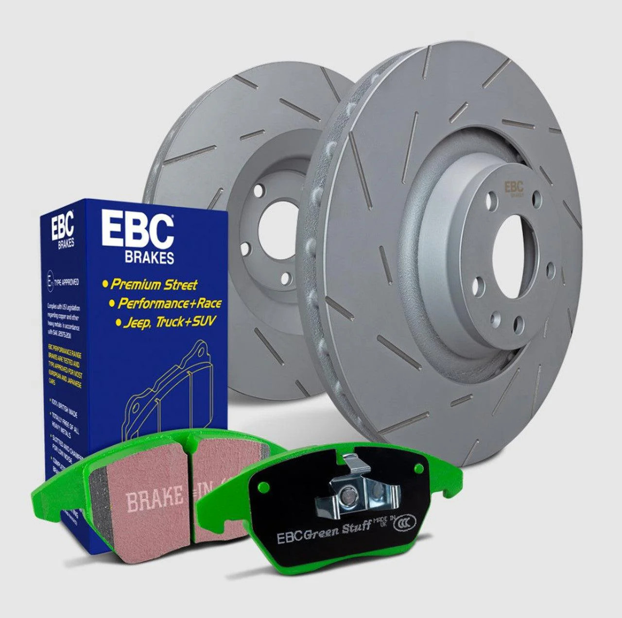EBC S2 Greenstuff Front Brake Pads and USR Sport Front Rotors Kit For 2018-23 Subaru Forester, 20-24 Outback