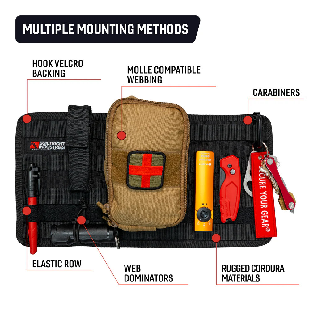 BuiltRight Industries Velcro Tech Panel - Black , 6pc+ Kit - Mounting Options