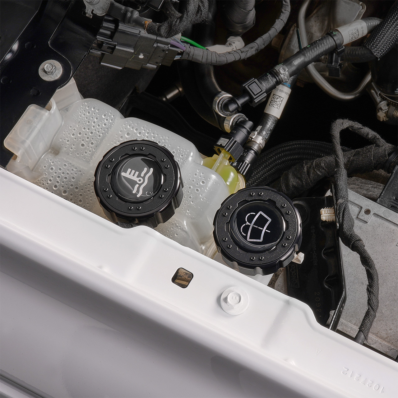 IAG Off-Road Beadlock Coolant Cap For 2021+ Ford Bronco, 15+ F-150, 19+ Ranger - Black Installed with Emblems