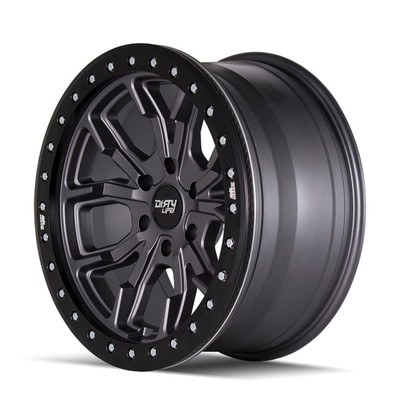 Dirty Life 9303 DT-1 17x9/5x114.3 BP/-12mm Offset/72.6mm Hub Matte Gunmetal Wheel - Beadlock - 9303-7965MGT12