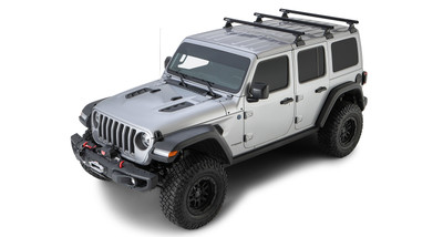 Rhino-Rack 18-21 Jeep Wrangler 4 Door SUV Heavy Duty RLT600 3 Bar Backbone Roof Rack - Black - JB0885 Rhino-Rack 18-21 Jeep Wrangler 4 Door SUV Heavy Duty RLT600 3 Bar Backbone Roof Rack - Black - JB0885