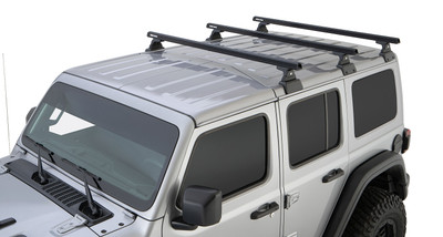 Rhino-Rack 18-21 Jeep Wrangler 4 Door SUV Heavy Duty RLT600 3 Bar Backbone Roof Rack - Black - JB0885 Rhino-Rack 18-21 Jeep Wrangler 4 Door SUV Heavy Duty RLT600 3 Bar Backbone Roof Rack - Black - JB0885