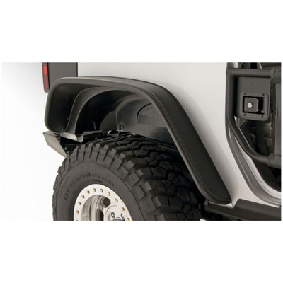 Bushwacker 07-18 Jeep Wrangler Flat Style Flares 4pc Fits 2-Door Sport Utility Only - Black - 10919-07
