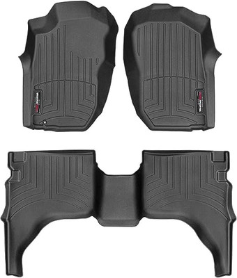 WeatherTech 01-04 Toyota Tacoma Double Cab Front & Rear FloorLiner - Black - 441212-1-2