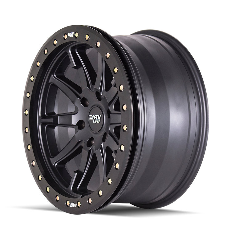 Dirty Life 9304 DT-2 17x9 / 6x135 BP / -12mm Offset / 87.1mm Hub Matte Black Wheel - Beadlock - 9304-7936MB12