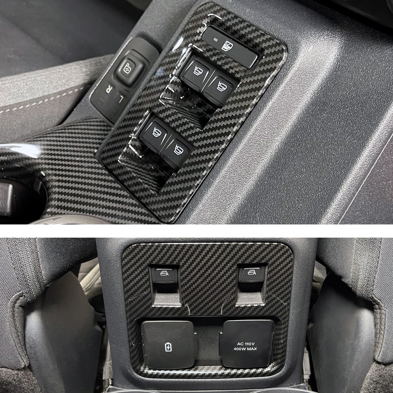 IAG I-Line 2pc Window Switch Panel Cover Kit Gloss Carbon for 2021-24 Ford Bronco IAG I-Line 2pc Window Switch Panel Cover Kit Gloss Carbon for 2021-24 Ford Bronco