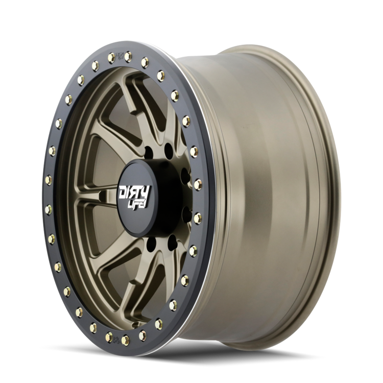 Dirty Life 9304 DT-2 17x9 / 5x127 BP / -12mm Offset / 78.1mm Hub Satin Gold Wheel - Beadlock - 9304-7973MGD12