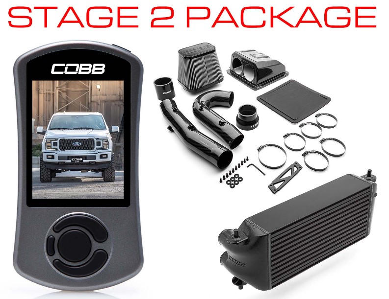 Cobb 18-20 Ford F-150 2.7L Stage 2 Redline CF Power Package - Black (Factory Loc I/C)