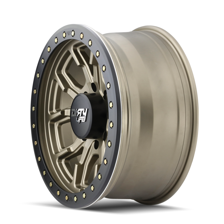 Dirty Life 9303 DT-1 17x9 / 8x170 BP / -12mm Offset / 130.8mm Hub Satin Gold Wheel - Beadlock - 9303-7970MGD