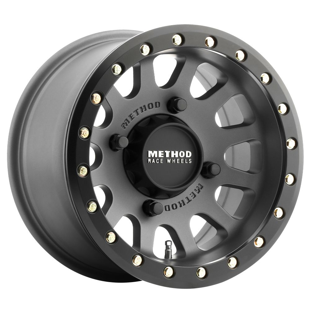 Method MR401 UTV Beadlock 15x6 / 5+1/49mm Offset / 5x4.5 / 72mm CB Titanium Wheel - Matte Black Ring - MR40156012851B