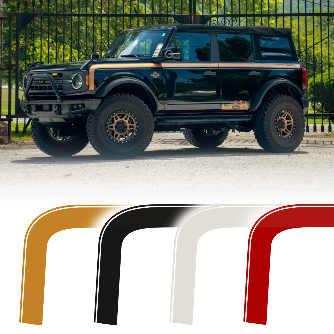 IAG Off-Road™ Boss Style Vinyl Side Stripe Kit fits 2021+ Ford Bronco 4 Door