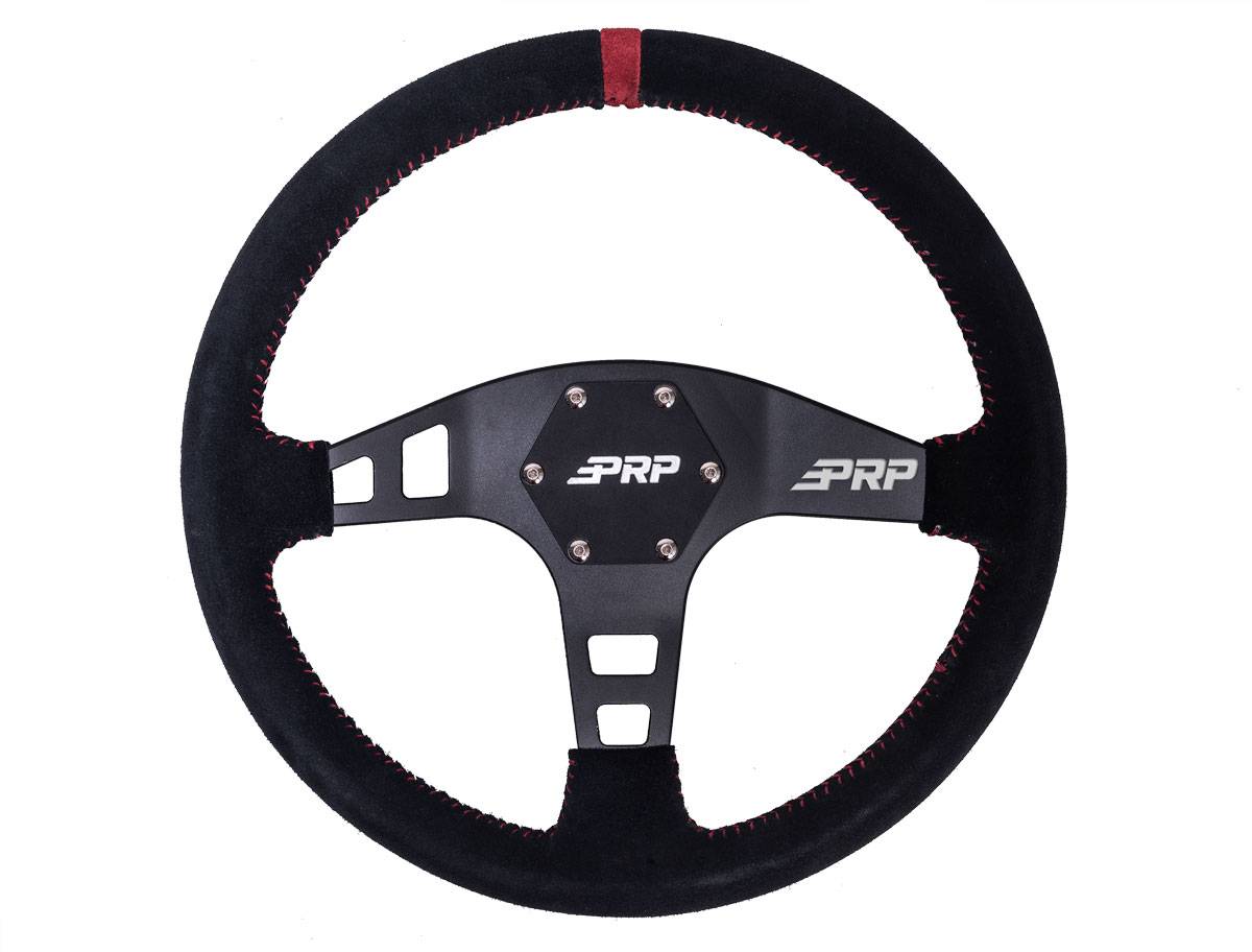 PRP Flat Suede Steering Wheel- Red - G223