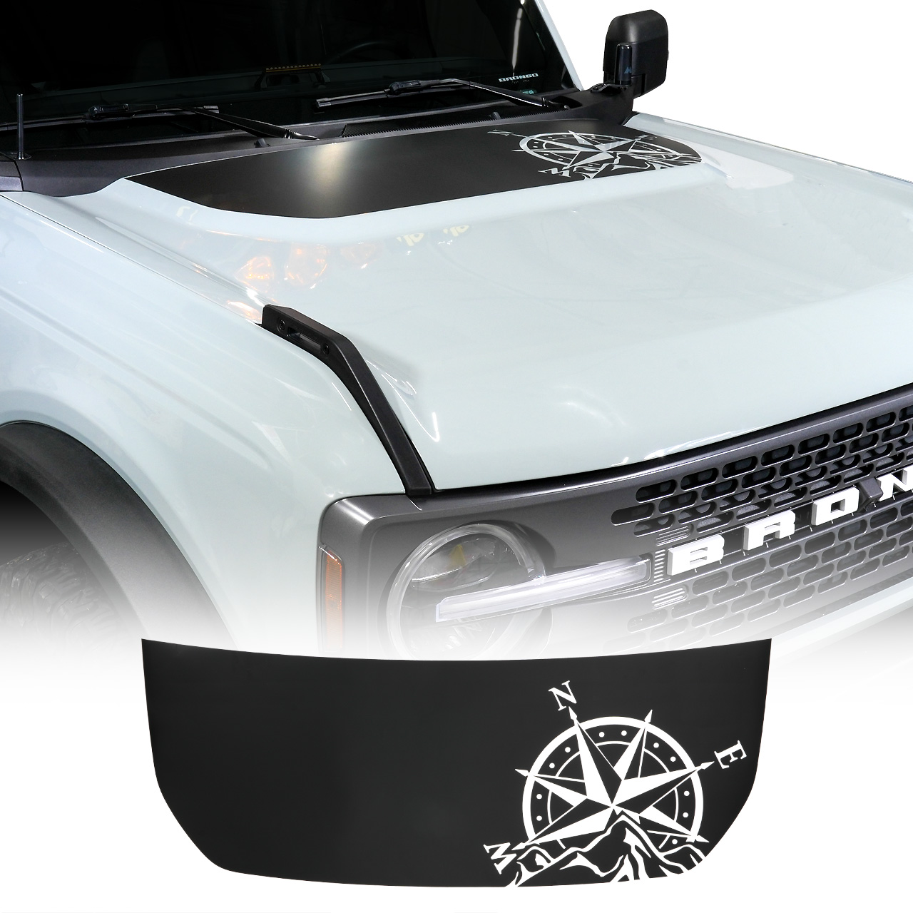 IAG Off-Road Front Hood Graphic - Compass Design Fits 2021+ Ford Bronco