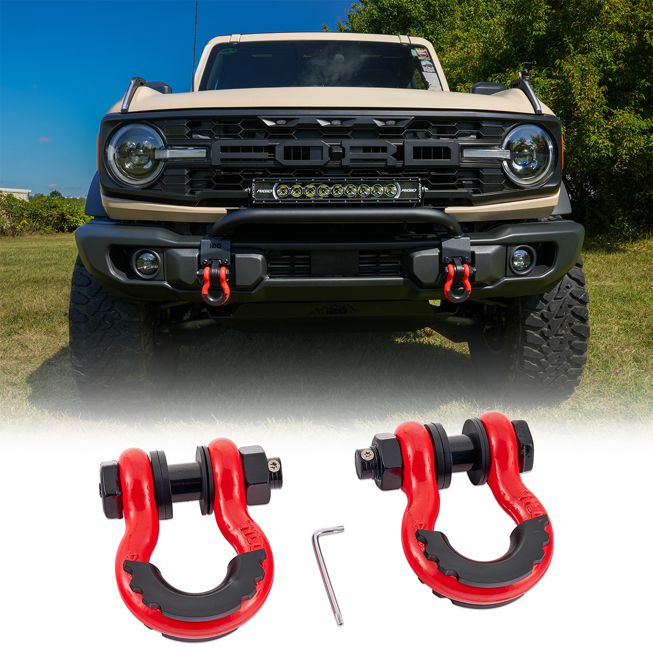 IAG I-Line Front and Rear U Shape Hook Anti Drop Red 21+ Ford Bronco IAG I-Line Front and Rear U Shape Hook Anti Drop Red 21+ Ford Bronco