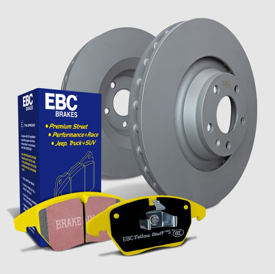 EBC S13 Yellowstuff Sport Front Brake Pads and Black RK Front Rotors Kit For 2020-23 Subaru Outback