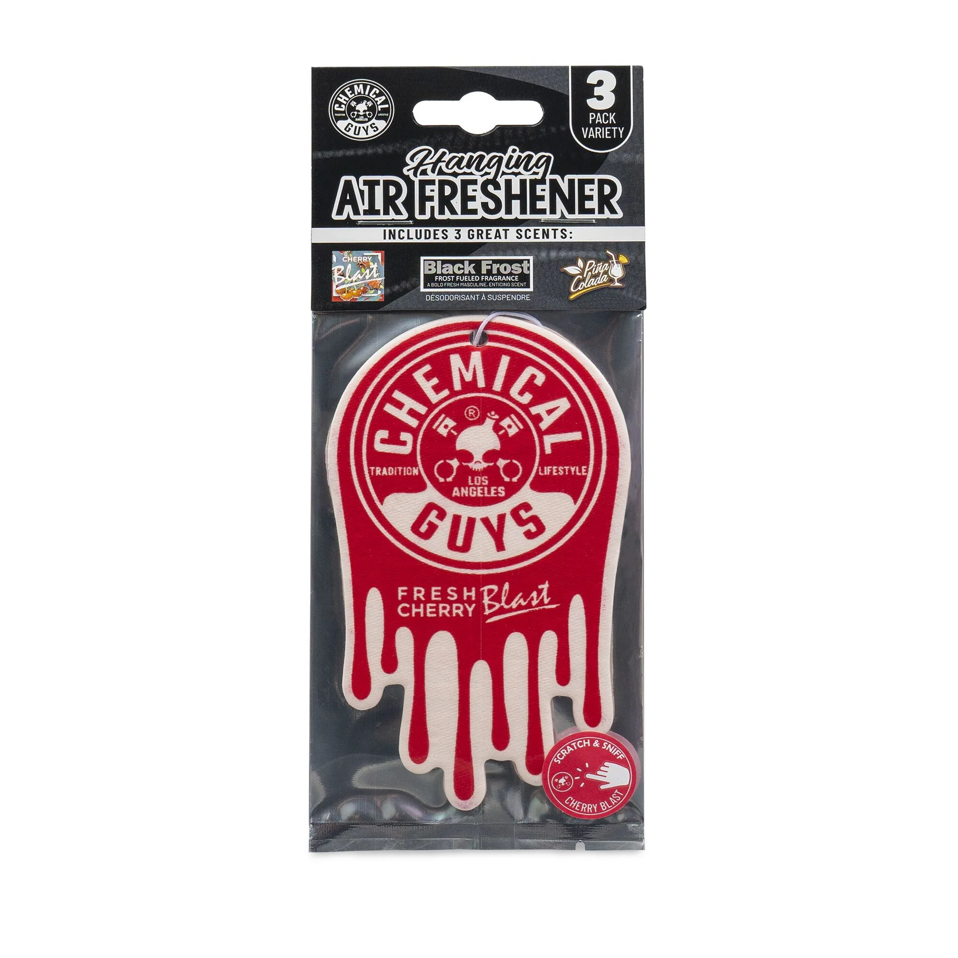Chemical Guys Hanging Air Freshener 3-Pack Variety - Black Frost, Cherry Blast, Pina Colada - AIR404