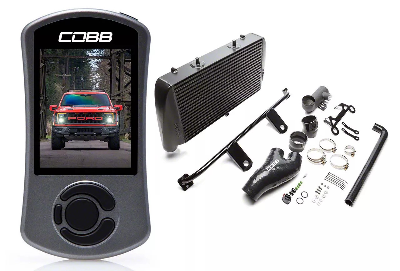Cobb 21-22 Ford F-150 Raptor Stage 2 Power Package w/FMIC (w/ HCT Intake) - Blk - FOR0100020BK Cobb 21-22 Ford F-150 Raptor Stage 2 Power Package w/FMIC (w/ HCT Intake) - Blk - FOR0100020BK
