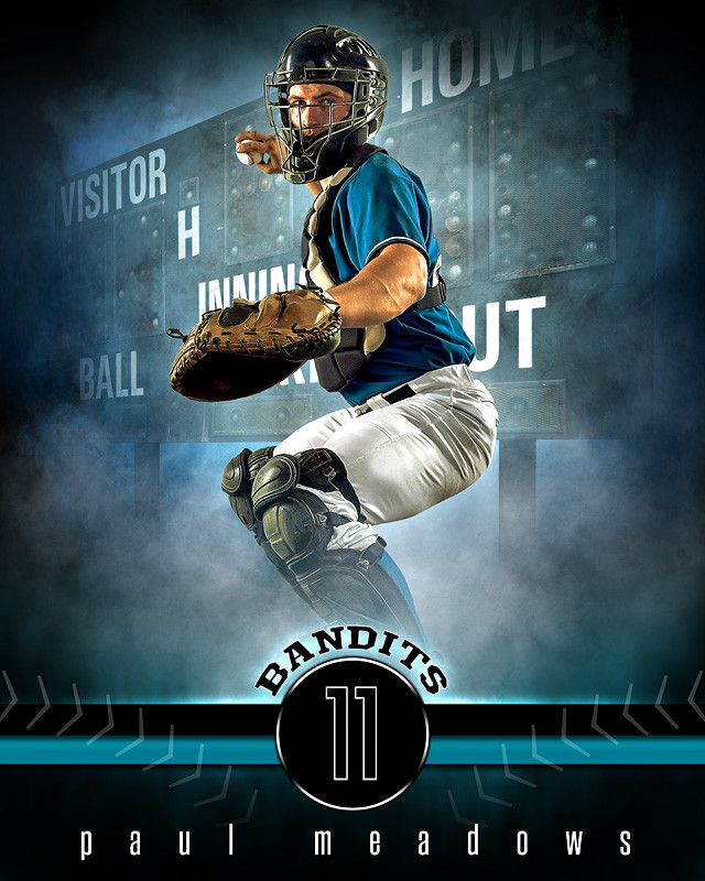 Sports Poster Photo Template - Fantasy Baseball - Photoshop Sports Template