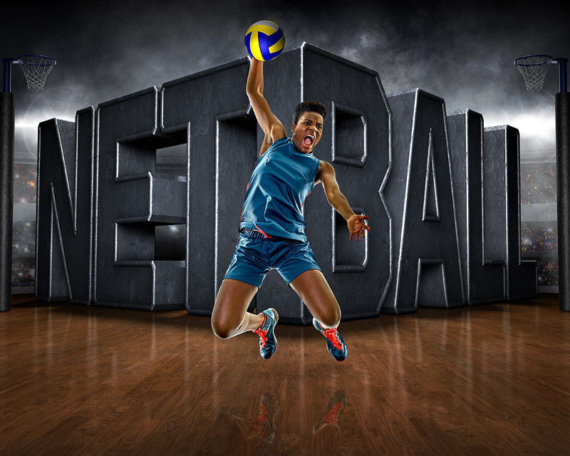 Sports Poster Photo Template - Surreal Netball - Photoshop Sports Template