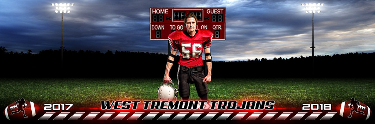 PANORAMIC SPORTS BANNER TEMPLATE - HOMETOWN FOOTBALL - LAYERED PHOTOSHOP SPORTS TEMPLATE