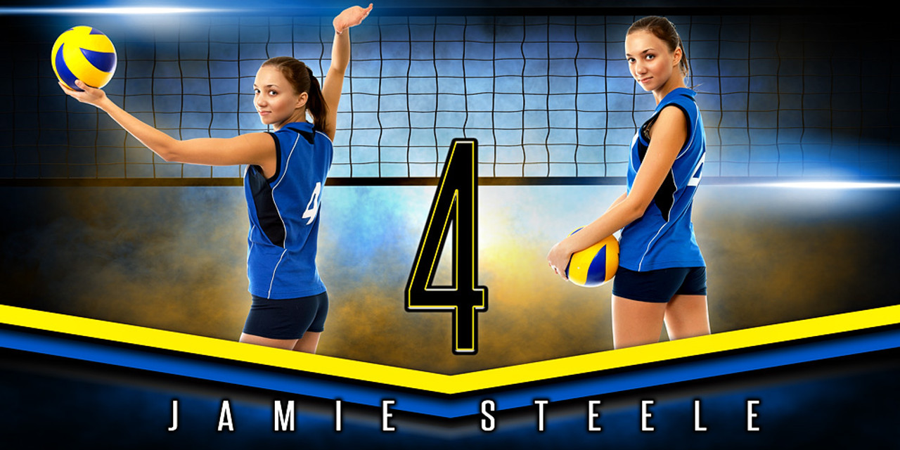 10X20 PHOTO TEMPLATE - FANTASY VOLLEYBALL - PHOTOSHOP LAYERED SPORTS TEMPLATE