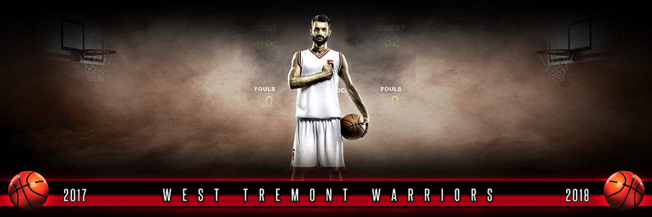 PANORAMIC SPORTS BANNER TEMPLATE - FANTASY BASKETBALL - LAYERED PHOTOSHOP SPORTS TEMPLATE