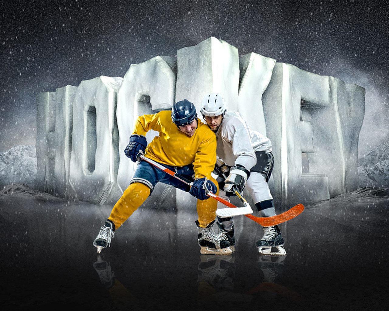 SPORTS POSTER TEMPLATE - SURREAL HOCKEY- PHOTOSHOP LAYERED SPORTS TEMPLATE