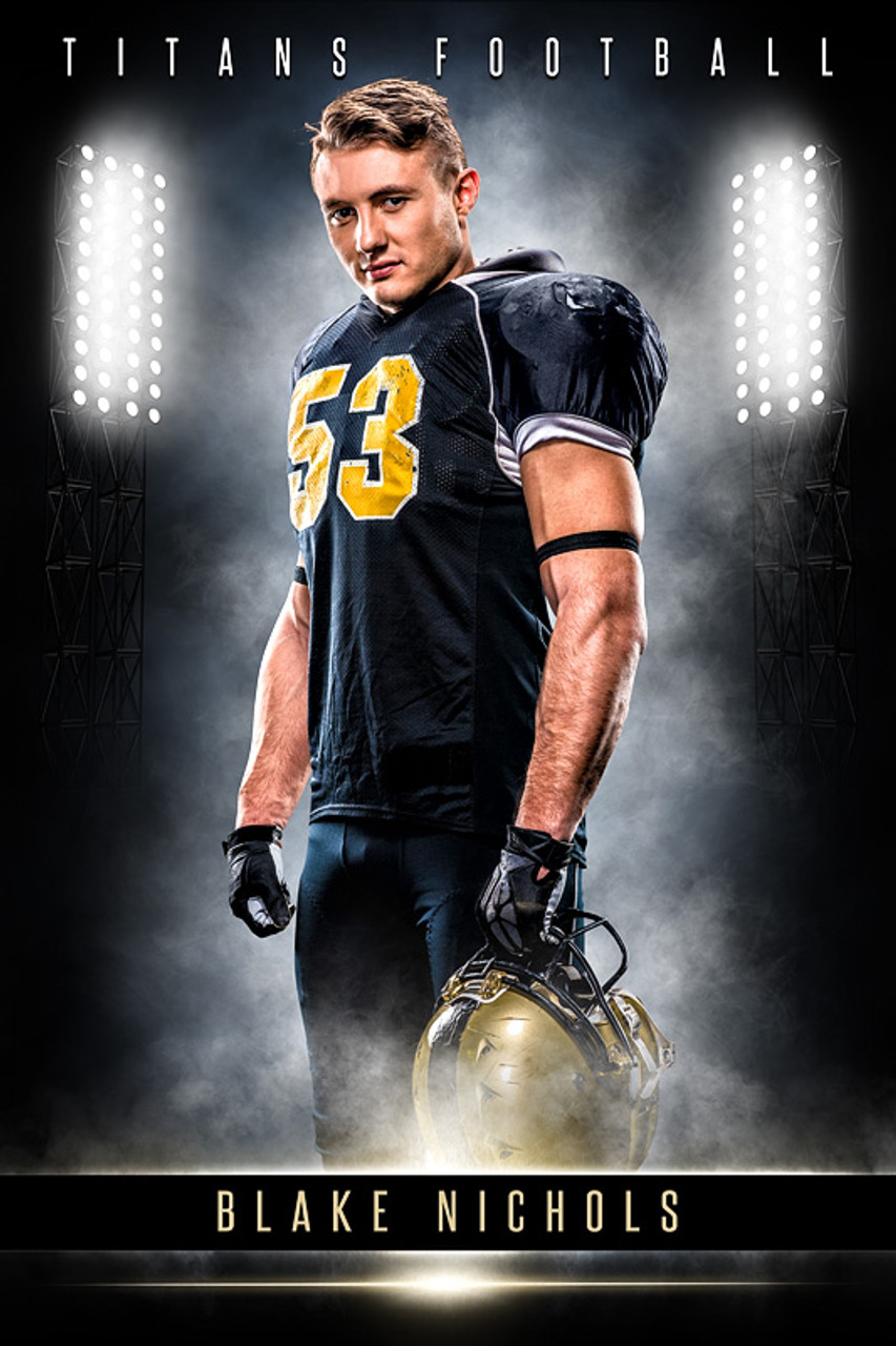 PLAYER BANNER PHOTO TEMPLATE - STADIUM LIGHTS - PHOTOSHOP LAYERED SPORTS TEMPLATE