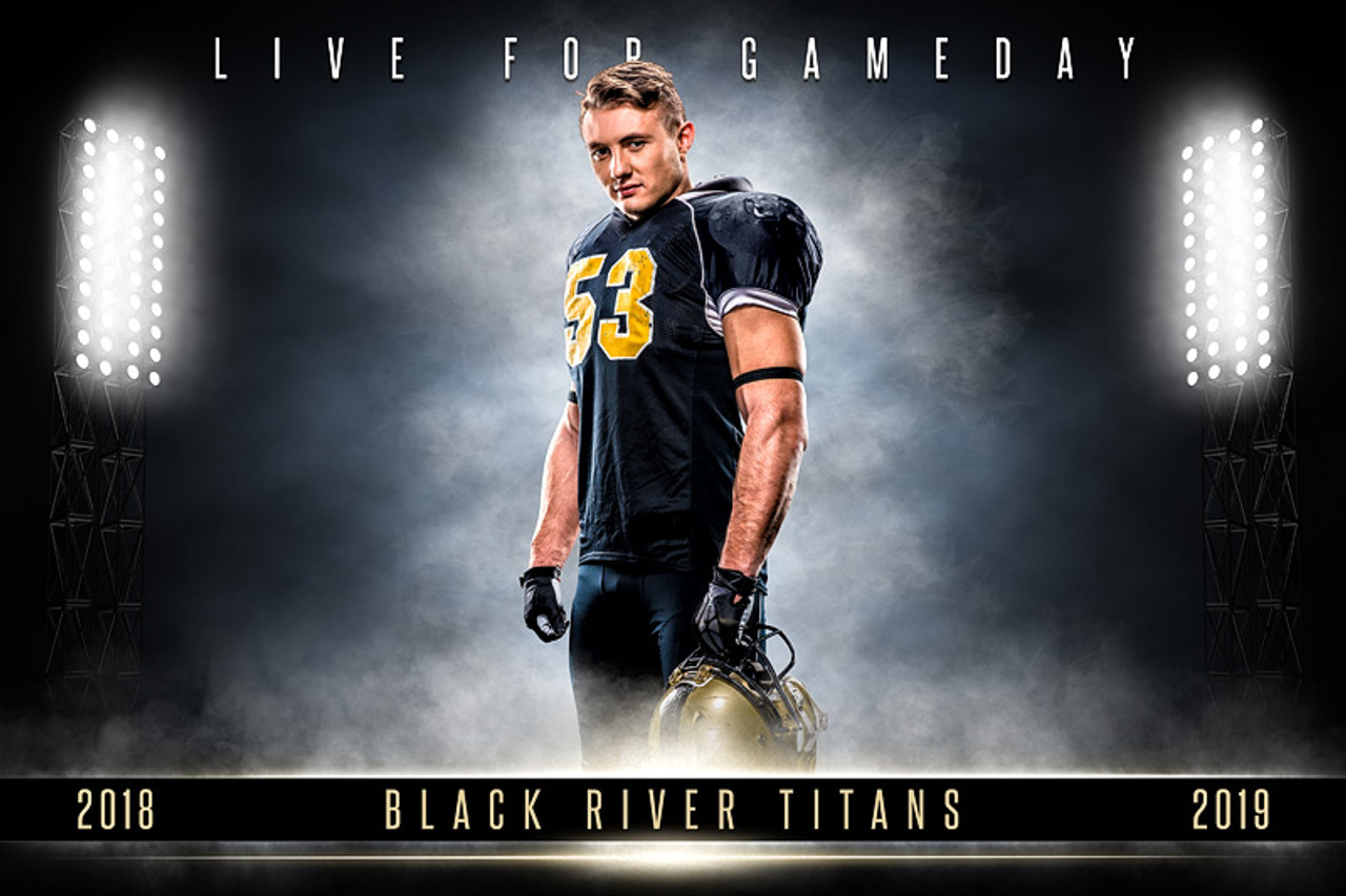 PLAYER & TEAM BANNER PHOTO TEMPLATE - STADIUM LIGHTS - PHOTOSHOP LAYERED SPORTS TEMPLATE