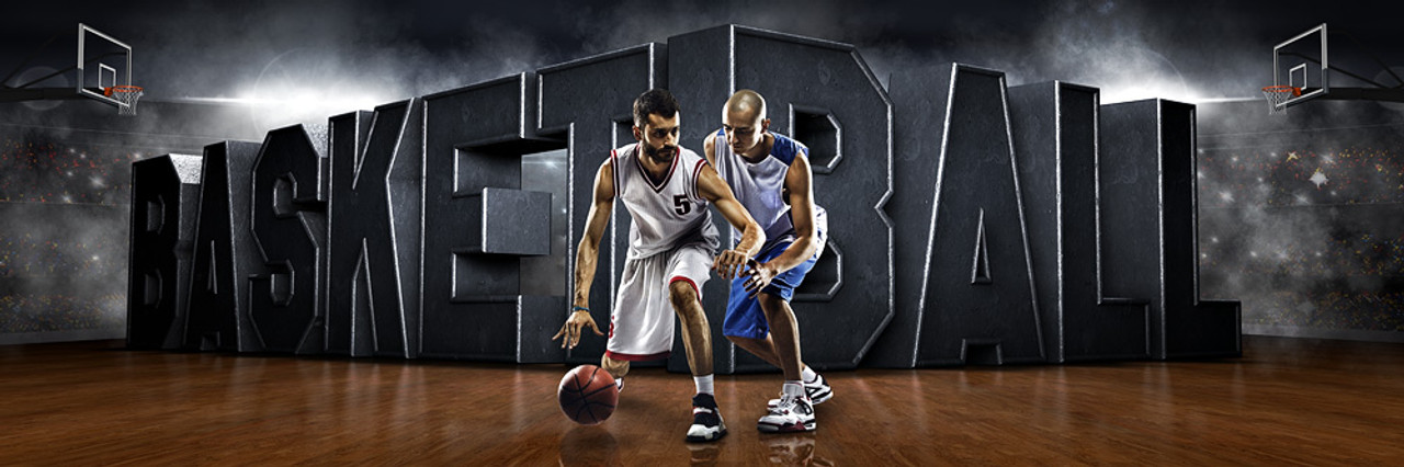 PANORAMIC SPORTS BANNER TEMPLATE - SURREAL BASKETBALL - LAYERED PHOTOSHOP SPORTS TEMPLATE