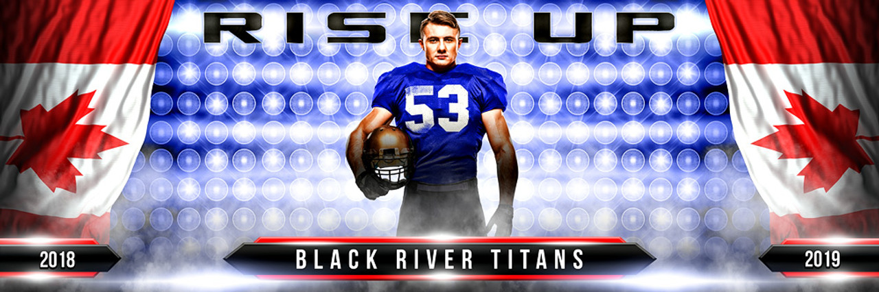 PANORAMIC SPORTS BANNER TEMPLATE - RISE UP - PHOTOSHOP LAYERED SPORTS TEMPLATE