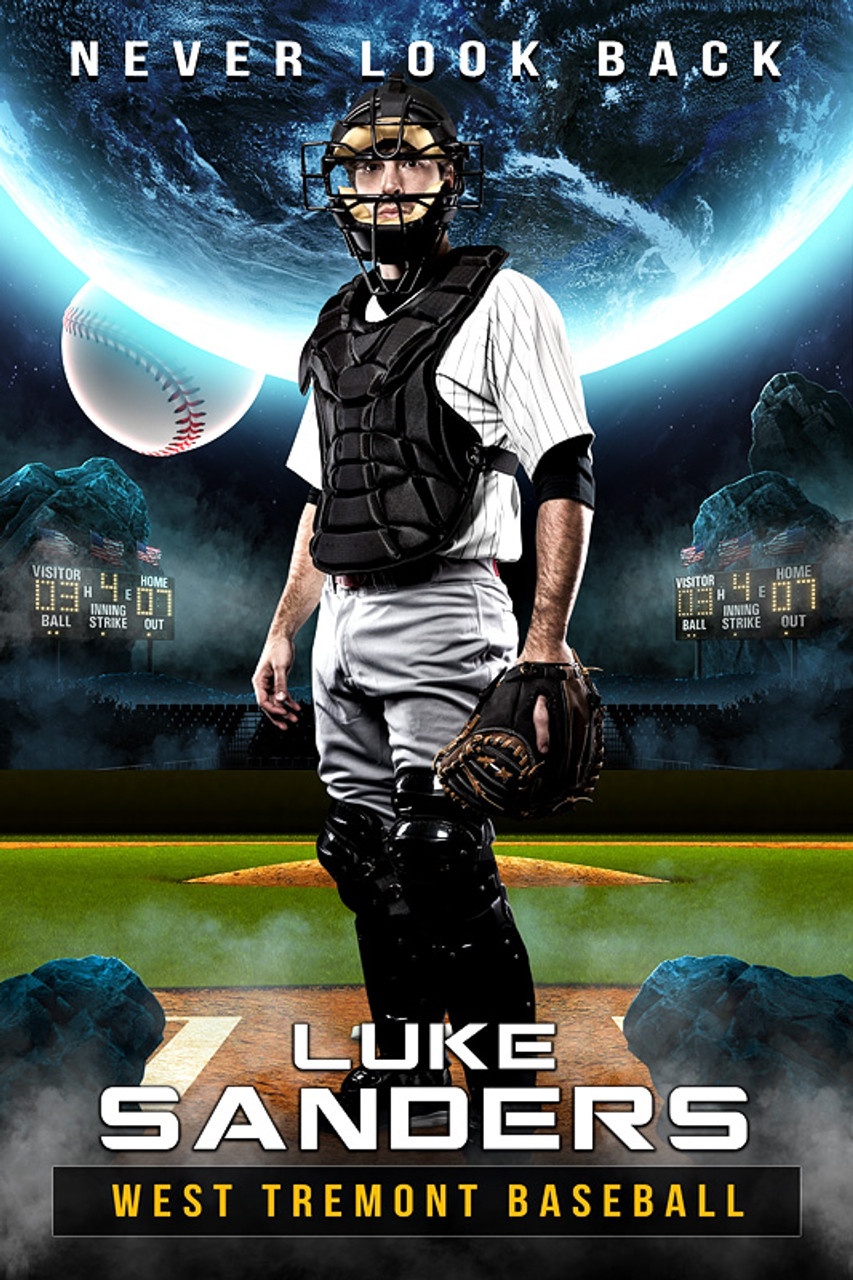 PLAYER BANNER PHOTO TEMPLATE - SPACE BASEBALL - PHOTOSHOP LAYERED SPORTS TEMPLATE