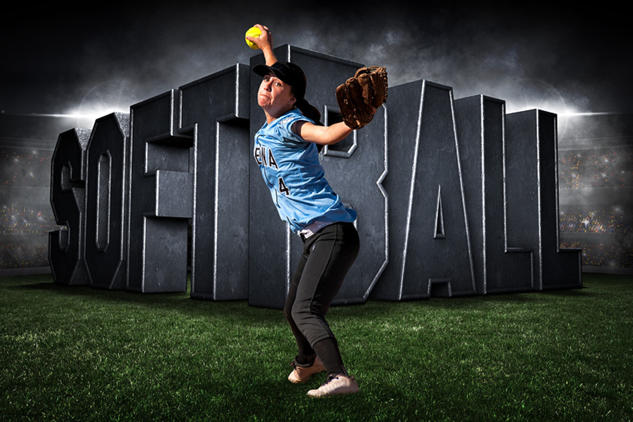 PLAYER & TEAM BANNER PHOTO TEMPLATE - HORIZONTAL - SURREAL SOFTBALL